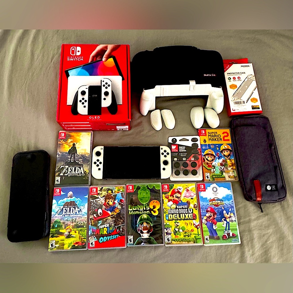 Nintendo Switch OLED- (White), Games and Accessories
